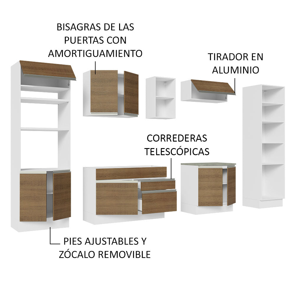 Cocina Integral 330cm Blanco/Marrón Glamy Madesa 03