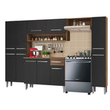 Cocina Integral 261cm Marrón/Negro Emilly Hit 01