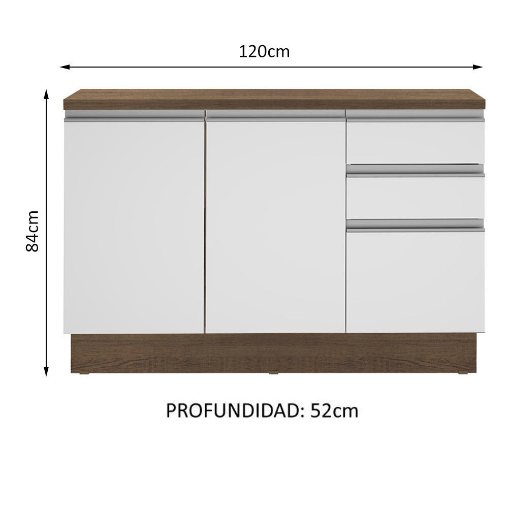 Mueble de Cocina Glamy 120 cm - Mostrador para Lavadero con Encimera