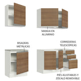 Cocina Compacta 180cm Blanco/Marrón Glamy Madesa 05