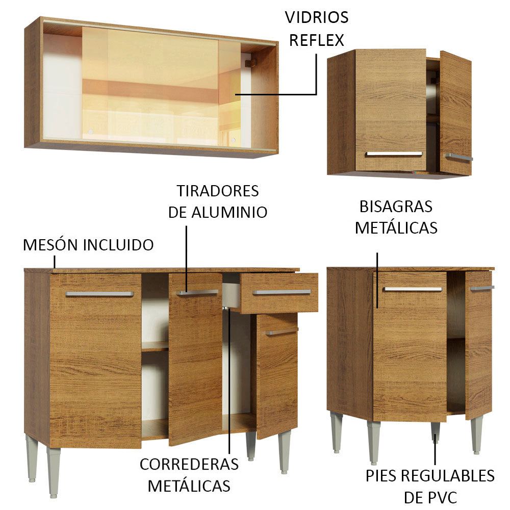 Cocina Compacta 169cm Marrón Emilly Drive Madesa 04