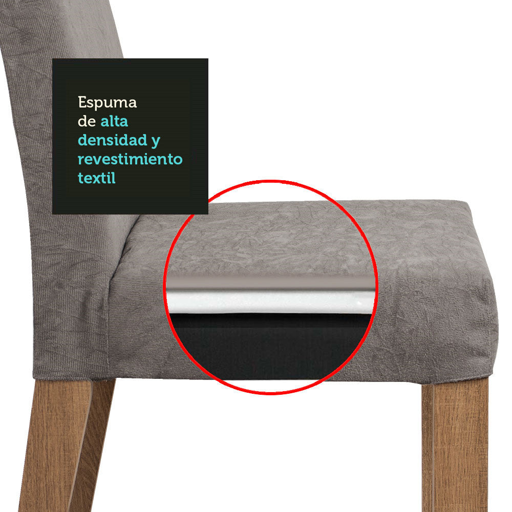 Juego de Comedor con Mesa con Encimera y 6 Sillas Marrón/Negro/Silver Alexis