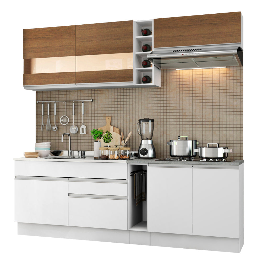 Cocina Integral 220cm Blanco/Blanco/Marrón Parma 02
