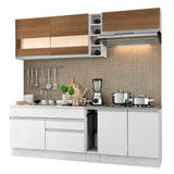 Cocina Integral 220cm Blanco/Blanco/Marrón Parma 02