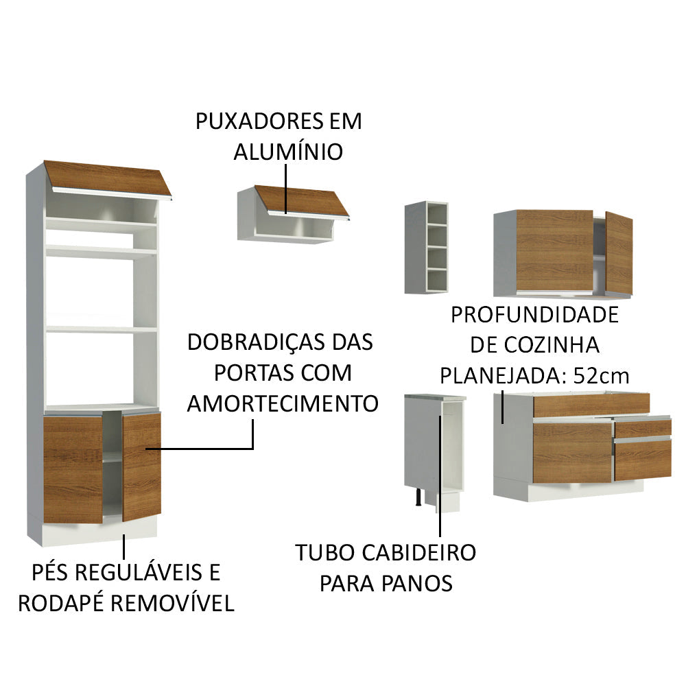 Cocina Integral 270cm Blanco/Marrón Jade 09