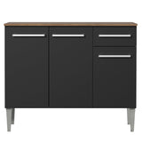 Mueble Mostrador Madesa Emilly 3 Puertas y 1 Cajón - Marron/Negro