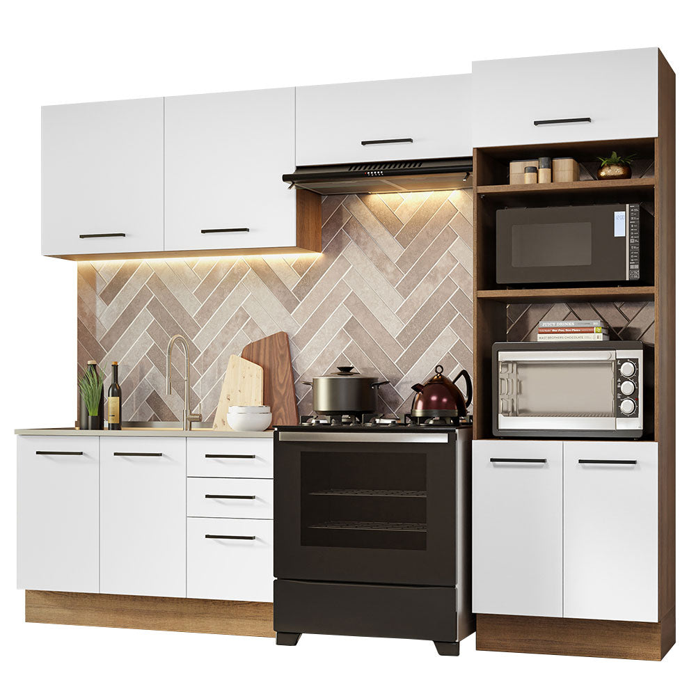 Cocina Integral 270cm Marrón/Blanco Agata 08