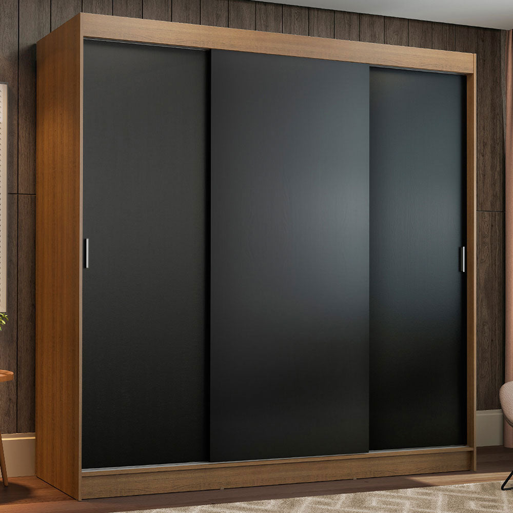 Clóset Matrimonial Reno 3 Puertas Corredizas Marrón/Negro