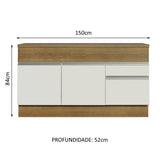 Gabinete Bajo para Lavadero 150 cm 2 Puertas y 2 Cajones (Con Encimera) Glamy Marrón/Blanco