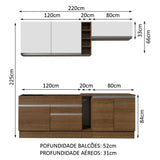 Cocina Integral 220 cm Marrón/Marrón/Blanco Parma 03