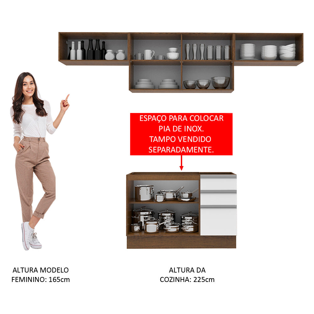 Cocina Integral 280cm Marrón/Blanco Glamy Madesa 01