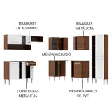 Cocina Integral Esquinera 417cm Marrón/Blanco Emilly Ice Madesa 01