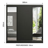 Clóset Matrimonial Reno 3 Puertas Correderas con Espejos Negro