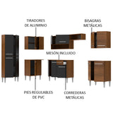 Cocina Integral Esquinera 481cm Marrón/Negro Emilly Moon 01
