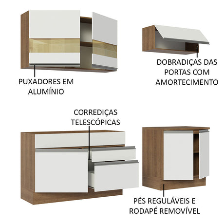 Cocina Compacta 200cm Marrón/Blanco Glamy Madesa 07