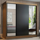 Clóset Matrimonial Reno 3 Puertas Corredizas con Espejos Marrón/Negro