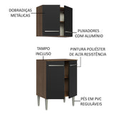 Kit con Gabinete Superior y Bajo 64cm Marrón/Negro Emilly