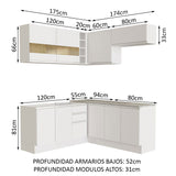 Cocina Integral Esquinera 349cm Blanco Glamy Madesa 01
