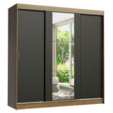 Clóset Matrimonial Reno 3 Puertas Corredizas con Espejo Marrón/Negro