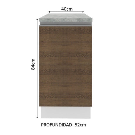Mueble de Cocina Madesa Glamy 40 cm 1 Puerta Blanco/Marrón