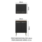 Kit con Gabinete Superior y Bajo 64cm Marrón/Negro Emilly