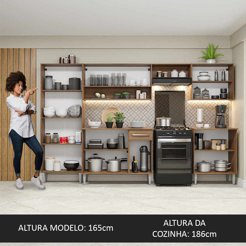 Cocina Integral 293cm Marrón/Negro Emilly 01