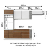 Cocina Integral 290cm Blanco/Marrón/Blanco Safira 14