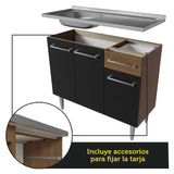 Cocina Integral 293cm con Lavadero Marrón/Negro Emilly 08