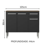 Mueble Mostrador Madesa Emilly 3 Puertas y 1 Cajón - Marron/Negro