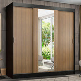 Clóset Matrimonial Reno 3 Puertas Correderas con Espejo Negro/Marrón