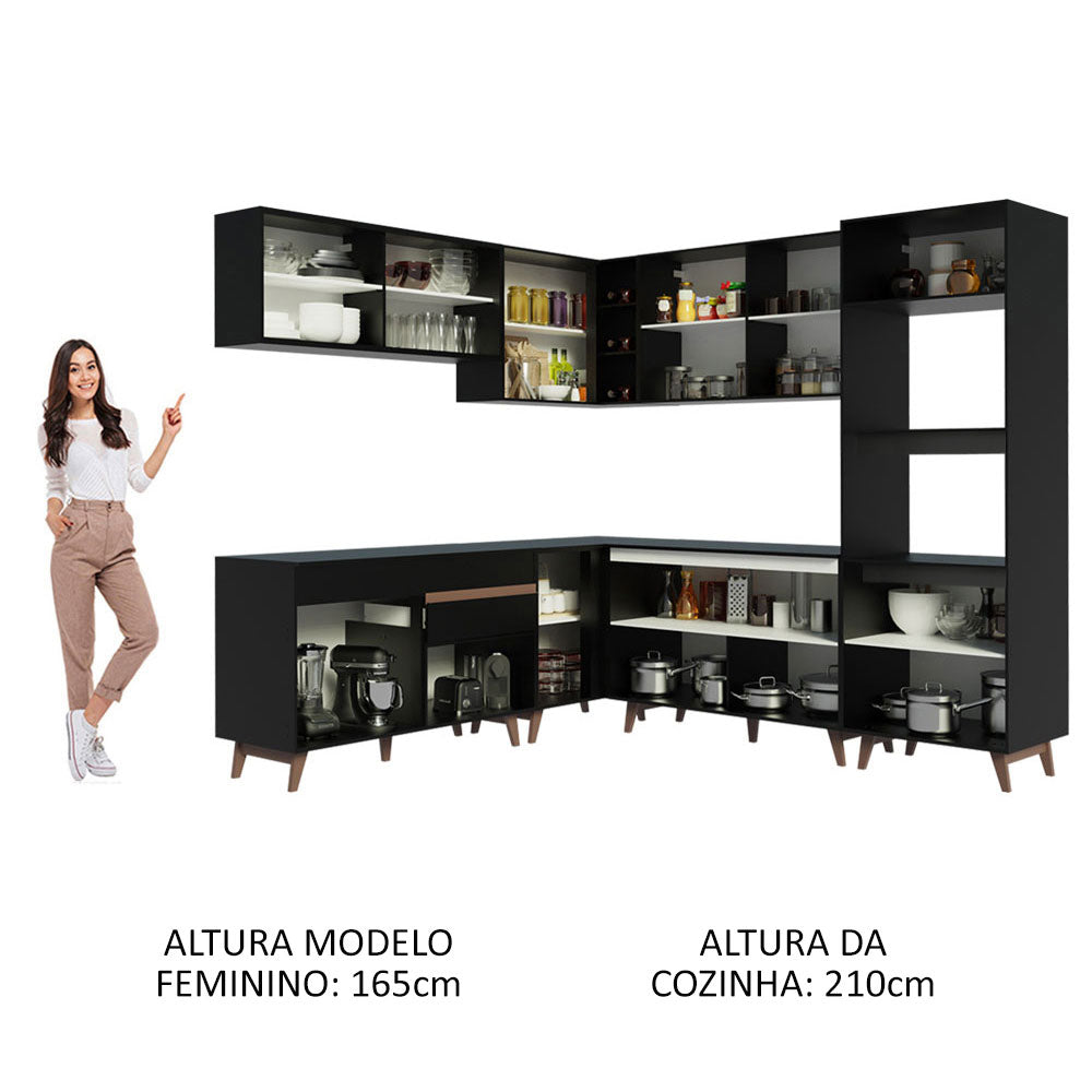 Cocina Integral Esquinera 452cm Negro Reims 01