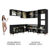 Cocina Integral Esquinera 452cm Negro Reims 01