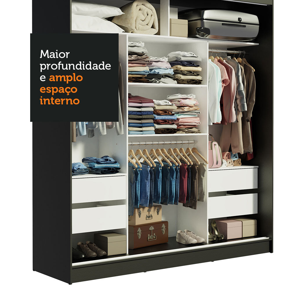 Clóset Matrimonial Reno 3 Puertas Correderas Negro/Marrón