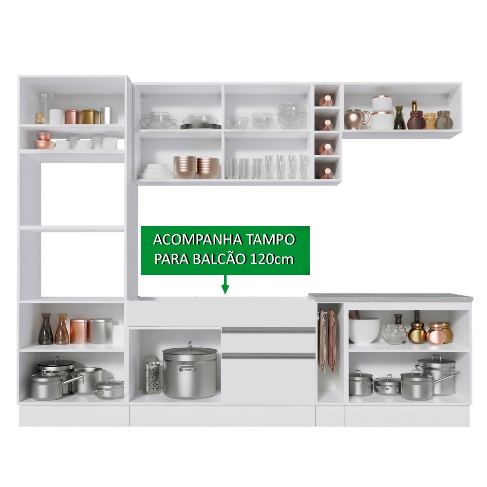 Cocina Integral 290 cm (Con Encimera) Blanco Vicenza 12