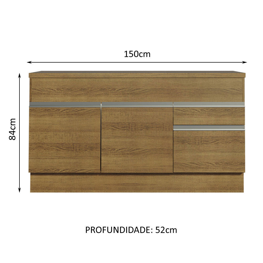Gabinete Bajo para Lavadero 150 cm 2 Puertas y 2 Cajones (Con Encimera) Glamy Marrón