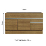 Gabinete Bajo para Lavadero 150 cm 2 Puertas y 2 Cajones (Con Encimera) Glamy Marrón