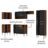 Cocina Integral Esquinera 353cm Marrón/Negro Emilly Sun 01