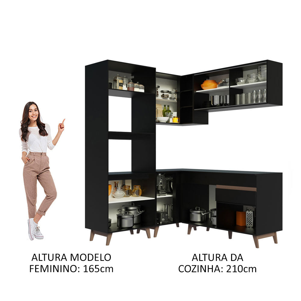 Cocina Integral Esquinera 332cm Negro Reims 01