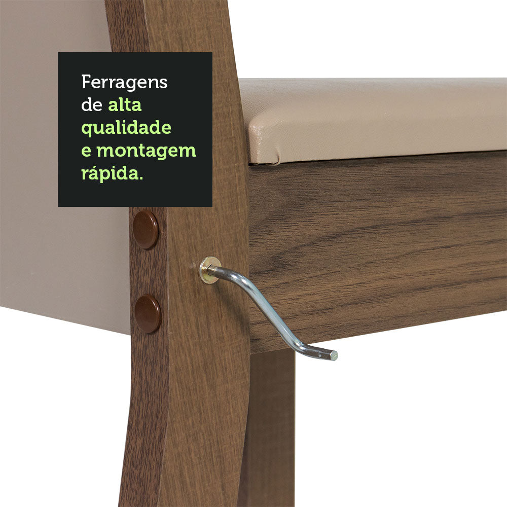 Kit 6 Sillas 4291 Marrón/Crema/Sintético Beige