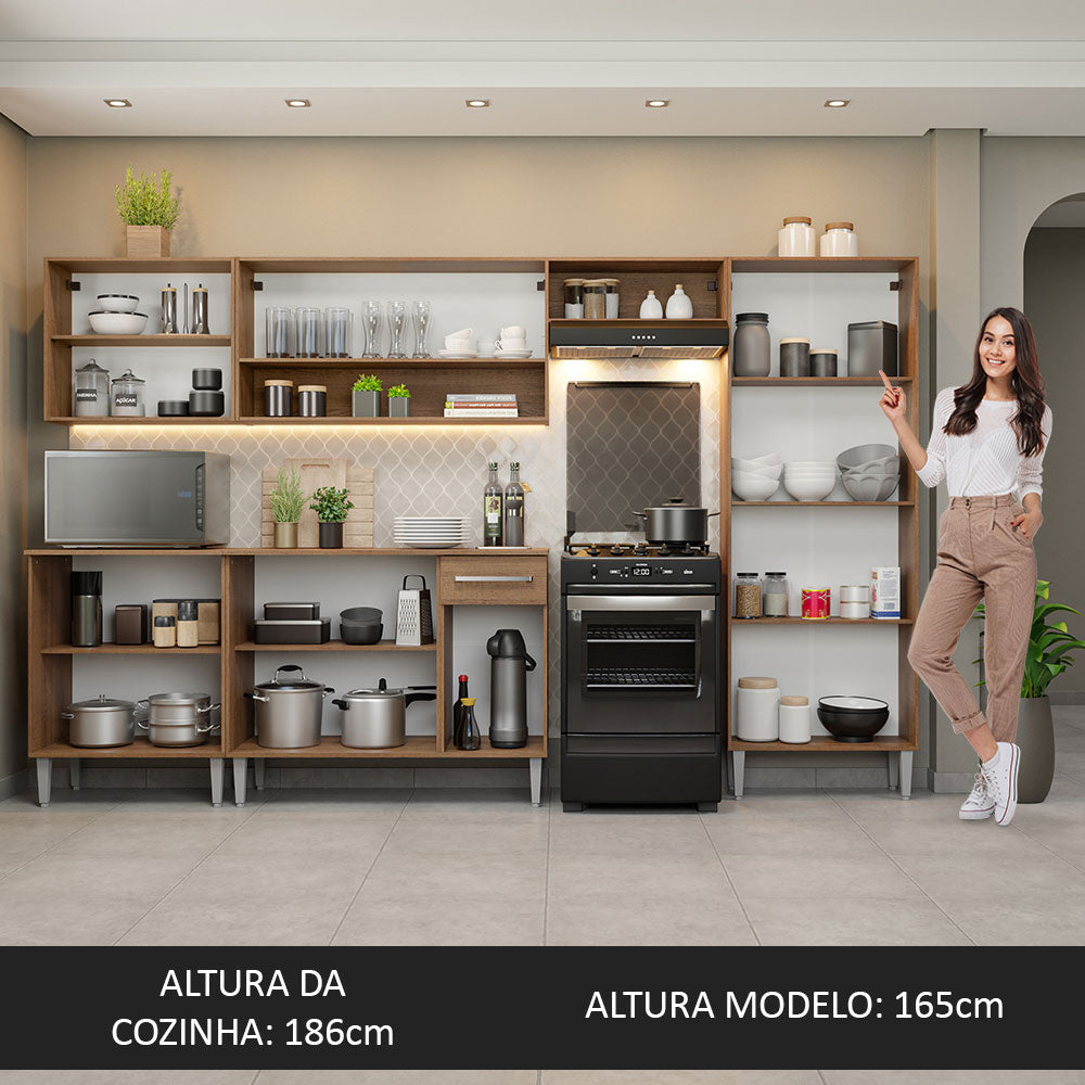 Cocina Integral 293 cm Marrón/Gris Emilly 01