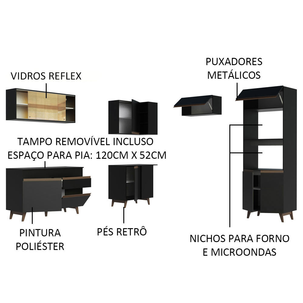 Cocina Integral Esquinera 402cm Negro Reims 02