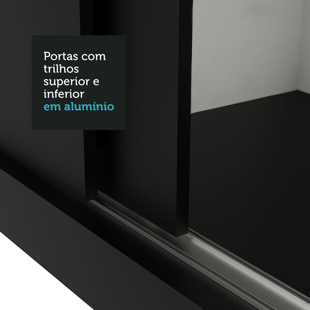 Clóset Matrimonial Reno 3 Puertas Correderas con Espejos Negro