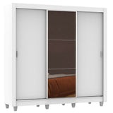 Clóset Matrimonial Lyon Plus 3 Puertas Correderas con Espejo 4 Cajones con Patas Blanco