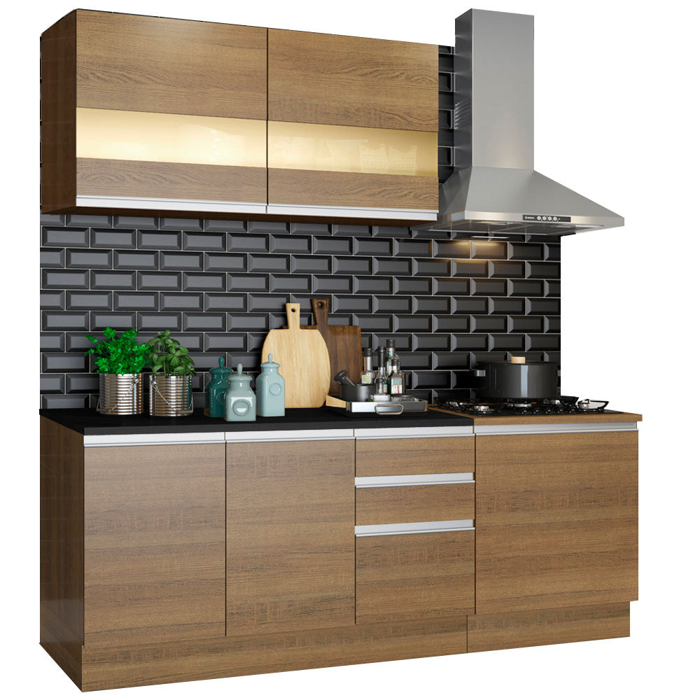 Cocina Compacta 180cm Marrón Glamy Madesa 02