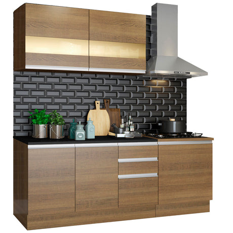 Cocina Compacta 180cm Marrón Glamy Madesa 02