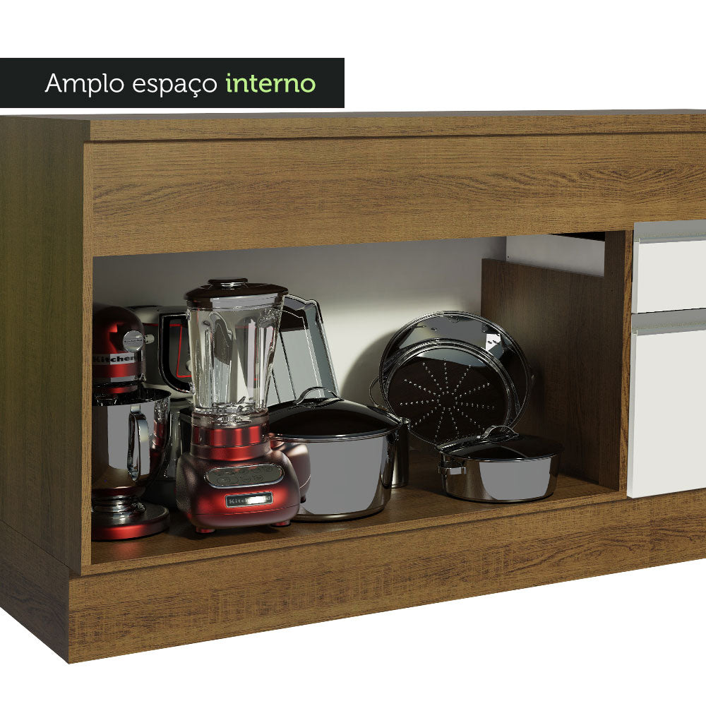 Gabinete Bajo para Lavadero 150 cm 2 Puertas y 2 Cajones (Con Encimera) Glamy Marrón/Blanco