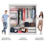 Clóset Matrimonial Lyon 3 Puertas Correderas con Espejos 2 Cajones Blanco