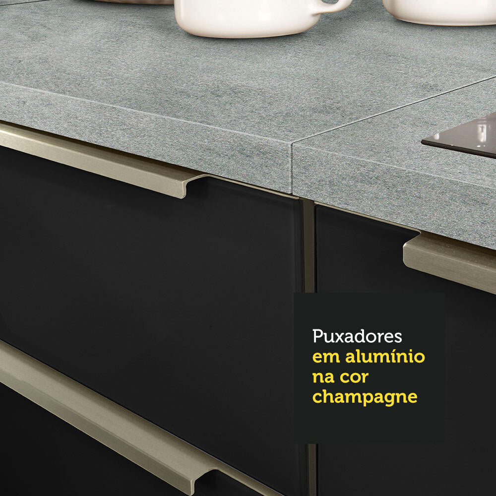 Mueble de Cocina para Refrigerador 1 Puerta Abatible Lux Blanco/Negro