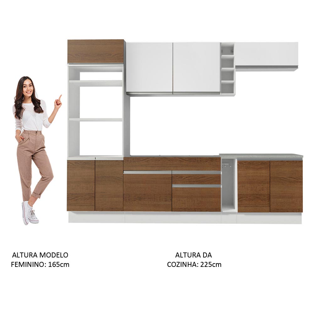 Cocina Integral 290 cm Blanco/Marrón/Blanco Vicenza 12