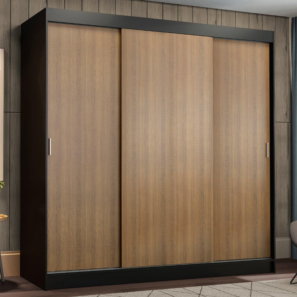Clóset Matrimonial Reno 3 Puertas Correderas Negro/Marrón